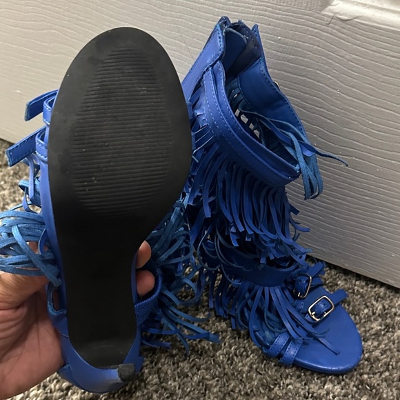Privileged Royal Blue Fringe Heels - Picture 4 of 4